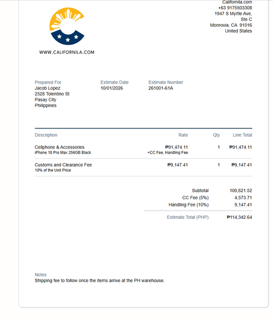 Initial Payment for Jacob