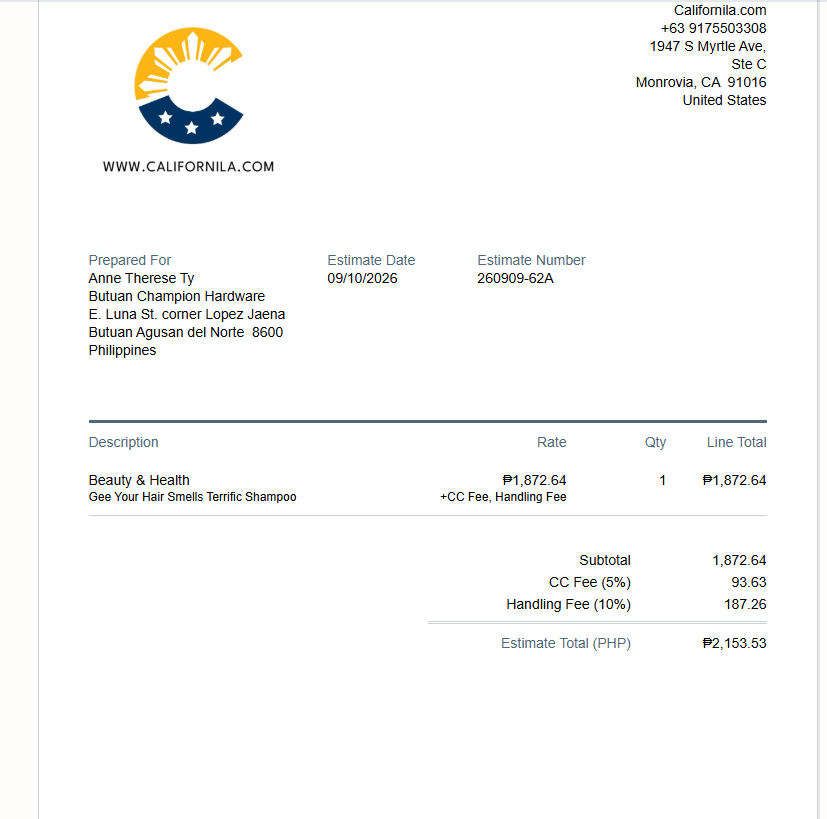 Initial Payment for Anne Therese