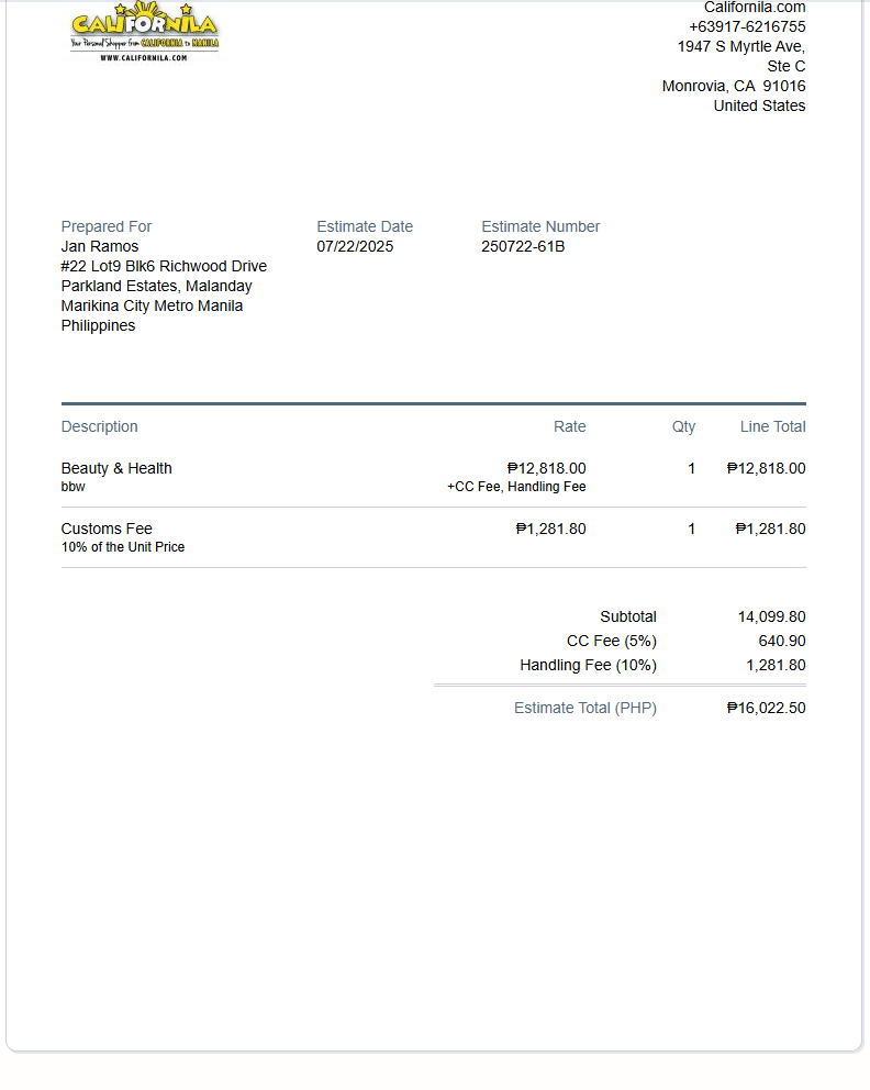 Initial Payment for Jan